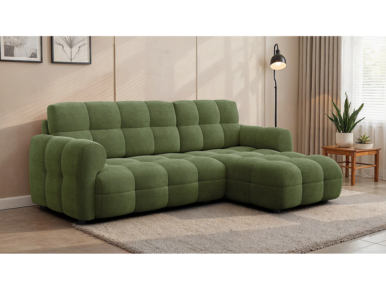 Ecksofa 3-Sitzer rechts MELLOW, olive