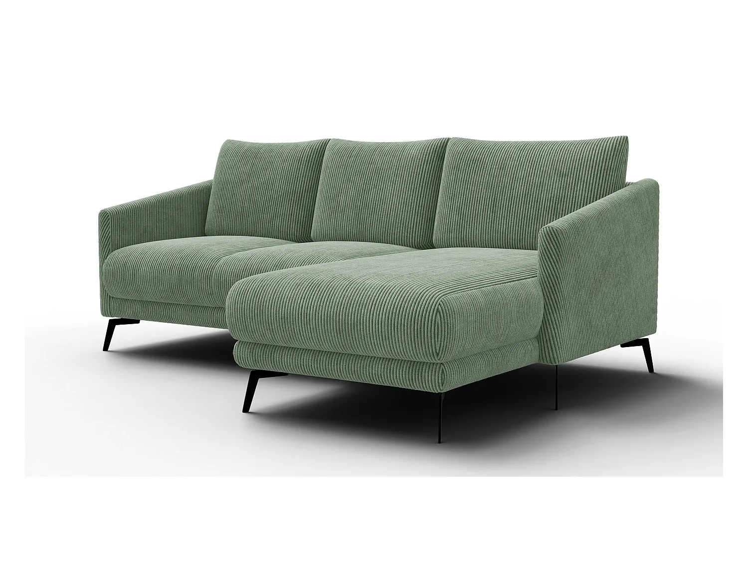 Canapé d'angle droit 3 places VILT, tissu sauge