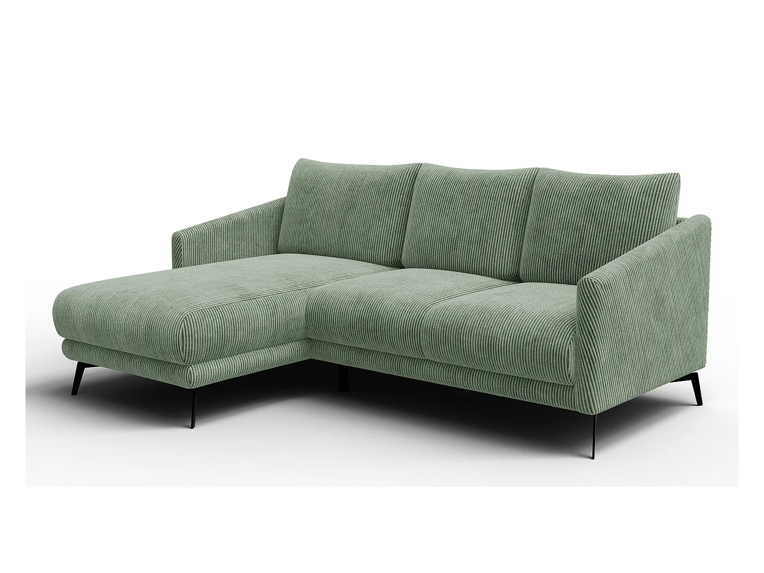 Canapé d'angle gauche 3 places VILT, tissu sauge