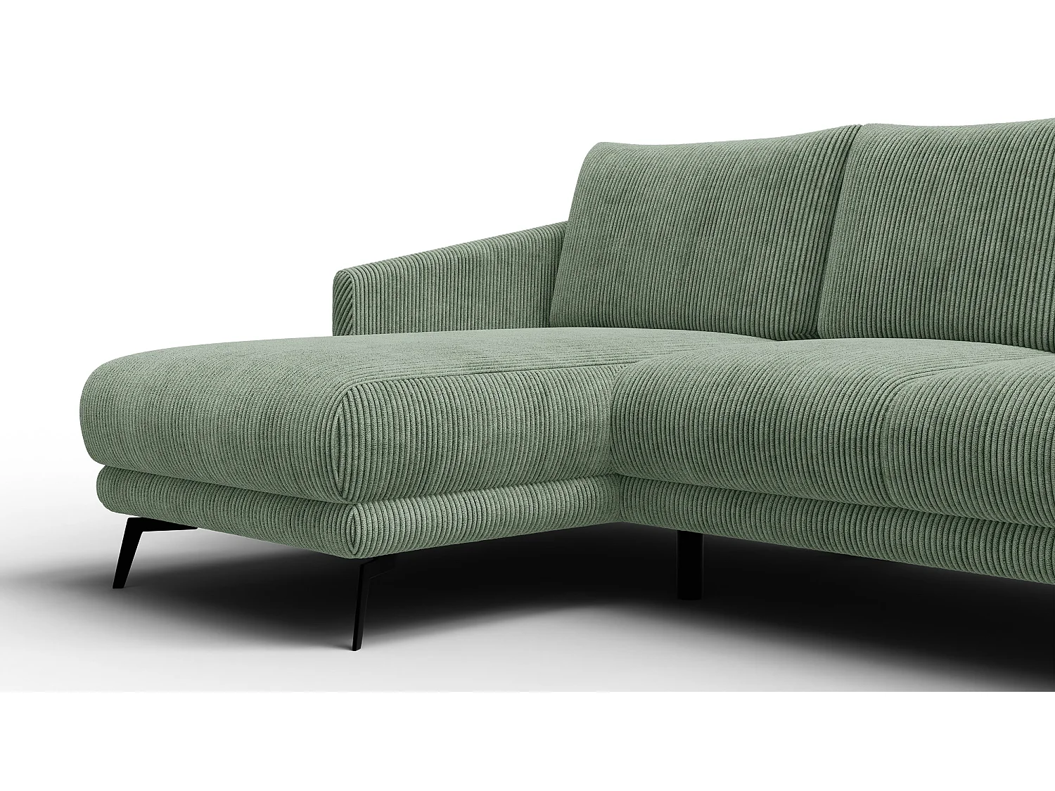 Canapé d'angle gauche 3 places VILT, tissu sauge