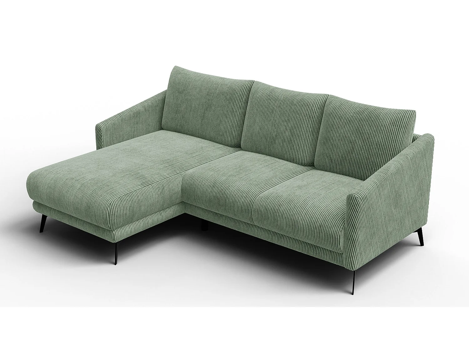 Canapé d'angle gauche 3 places VILT, tissu sauge