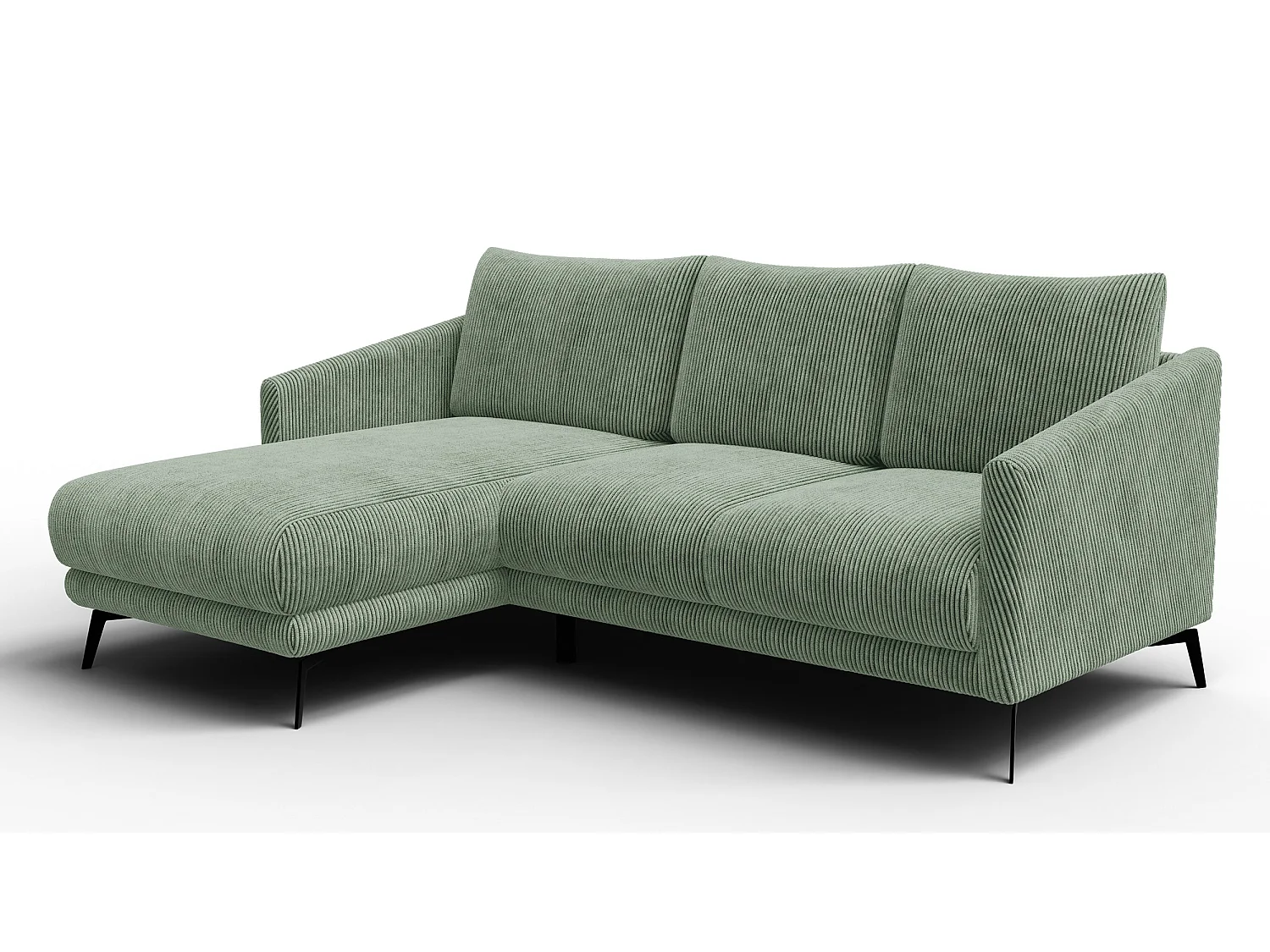 Canapé d'angle gauche 3 places VILT, tissu sauge