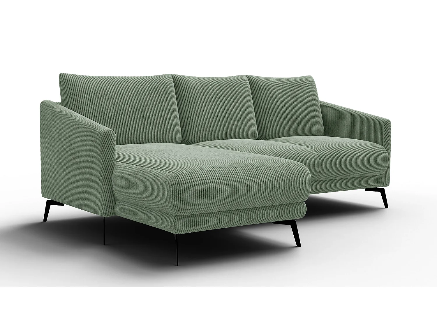 Canapé d'angle gauche 3 places VILT, tissu sauge