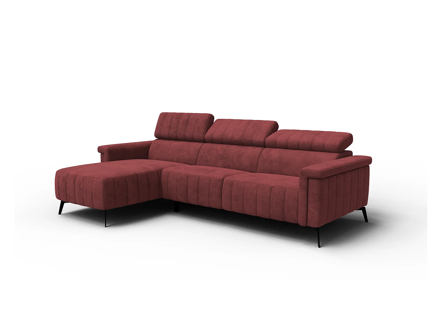 Canapé d'angle 4 places NORDEL, tissu bordeaux