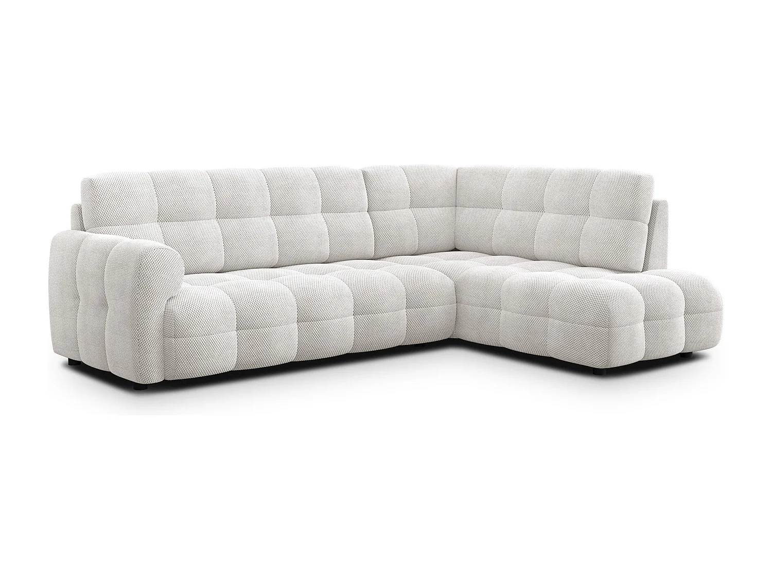 CANAPÉ D'ANGLE MELLOW 5 places, tissu crème