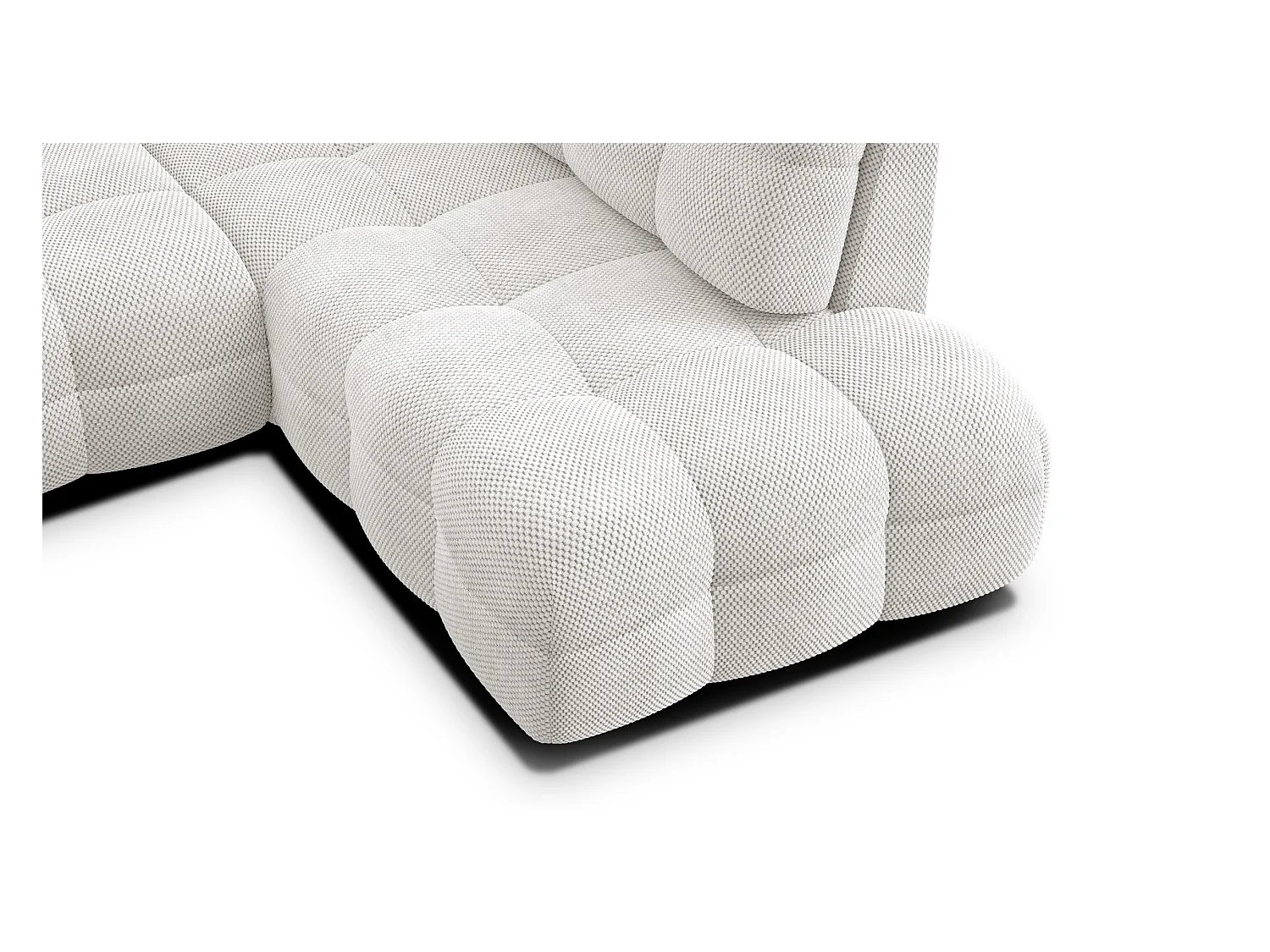 CANAPÉ D'ANGLE MELLOW 5 places, tissu crème