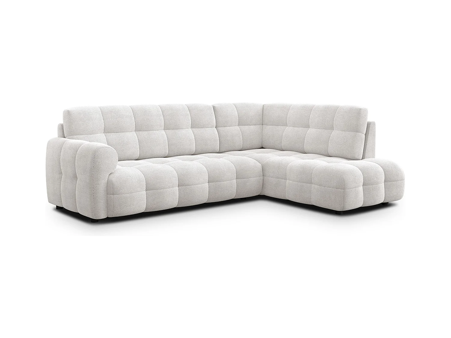 CANAPÉ D'ANGLE MELLOW 5 places, tissu crème