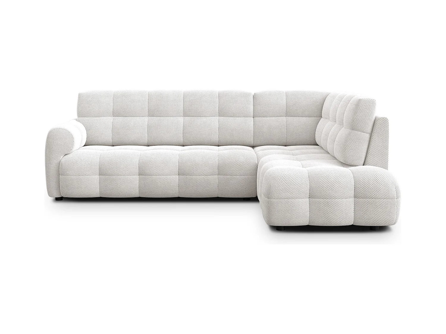 CANAPÉ D'ANGLE MELLOW 5 places, tissu crème
