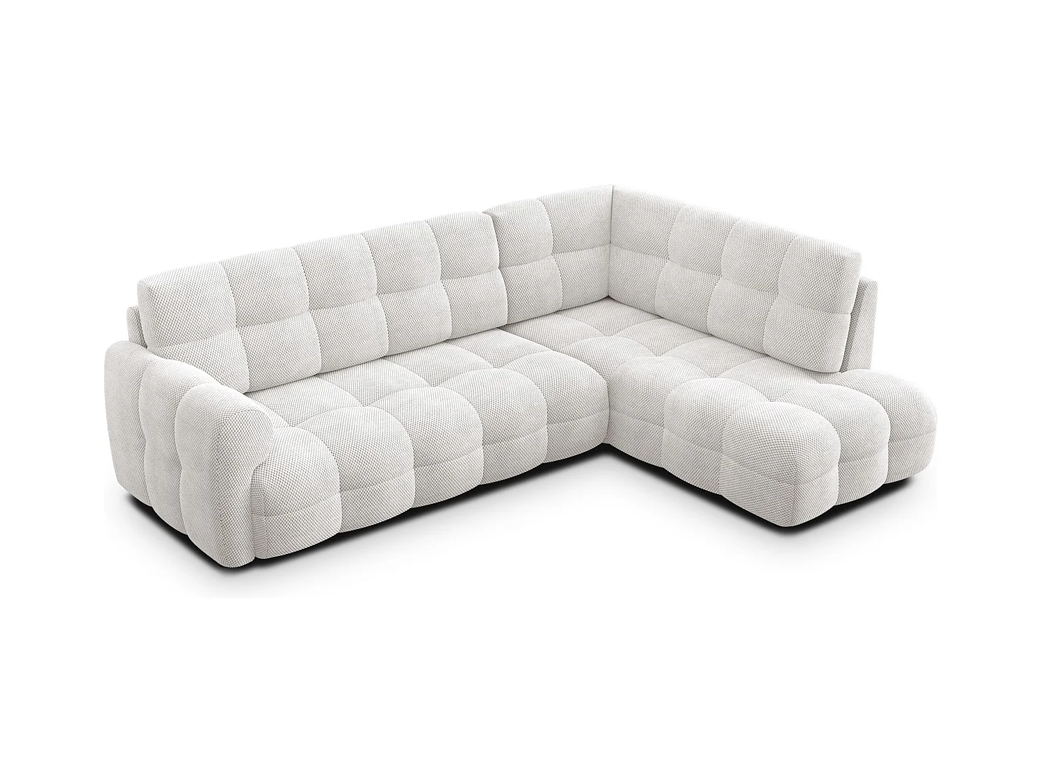 CANAPÉ D'ANGLE MELLOW 5 places, tissu crème
