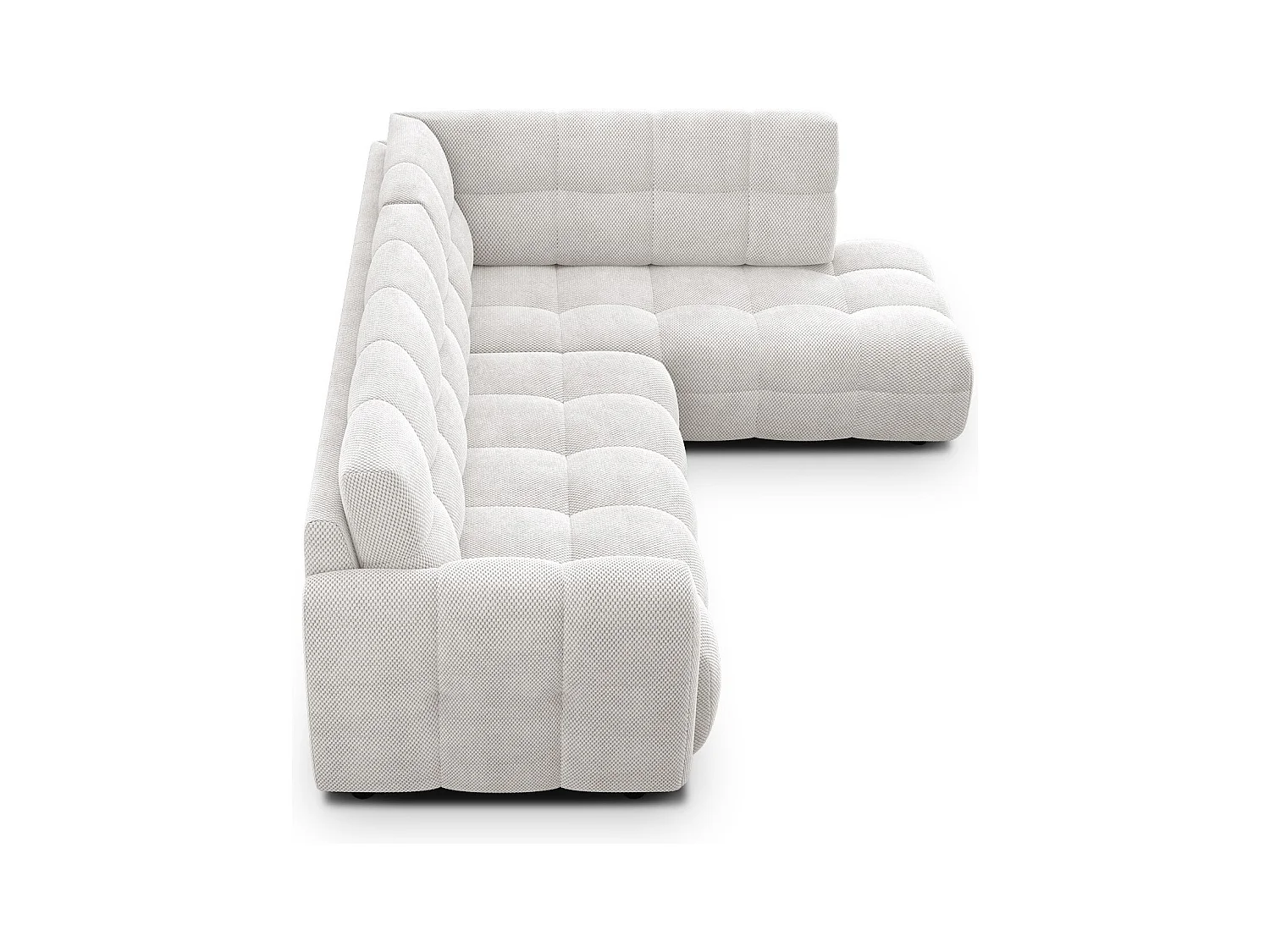 CANAPÉ D'ANGLE MELLOW 5 places, tissu crème