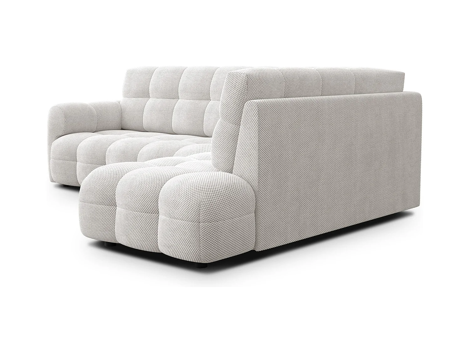 CANAPÉ D'ANGLE MELLOW 5 places, tissu crème