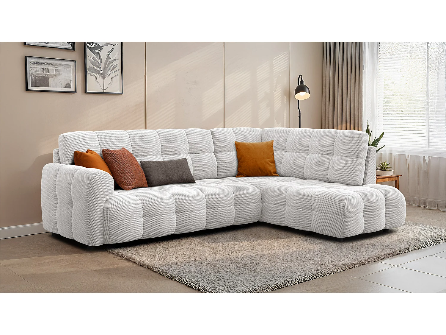 Ecksofa 5-Sitzer rechts MELLOW, creme