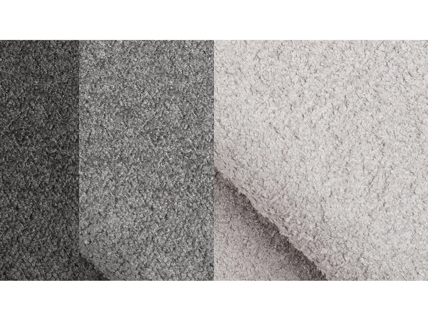 Canapé d'angle 5 places CALME, tissu gris clair et gris foncé