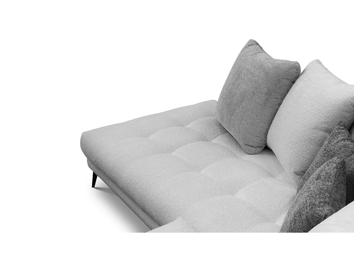 Canapé d'angle 5 places CALME, tissu gris clair et gris foncé