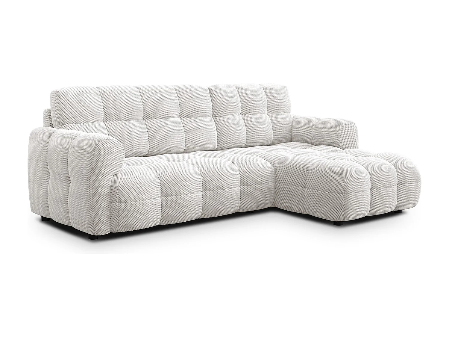 CANAPÉ D'ANGLE MELLOW 3 places, tissu crème