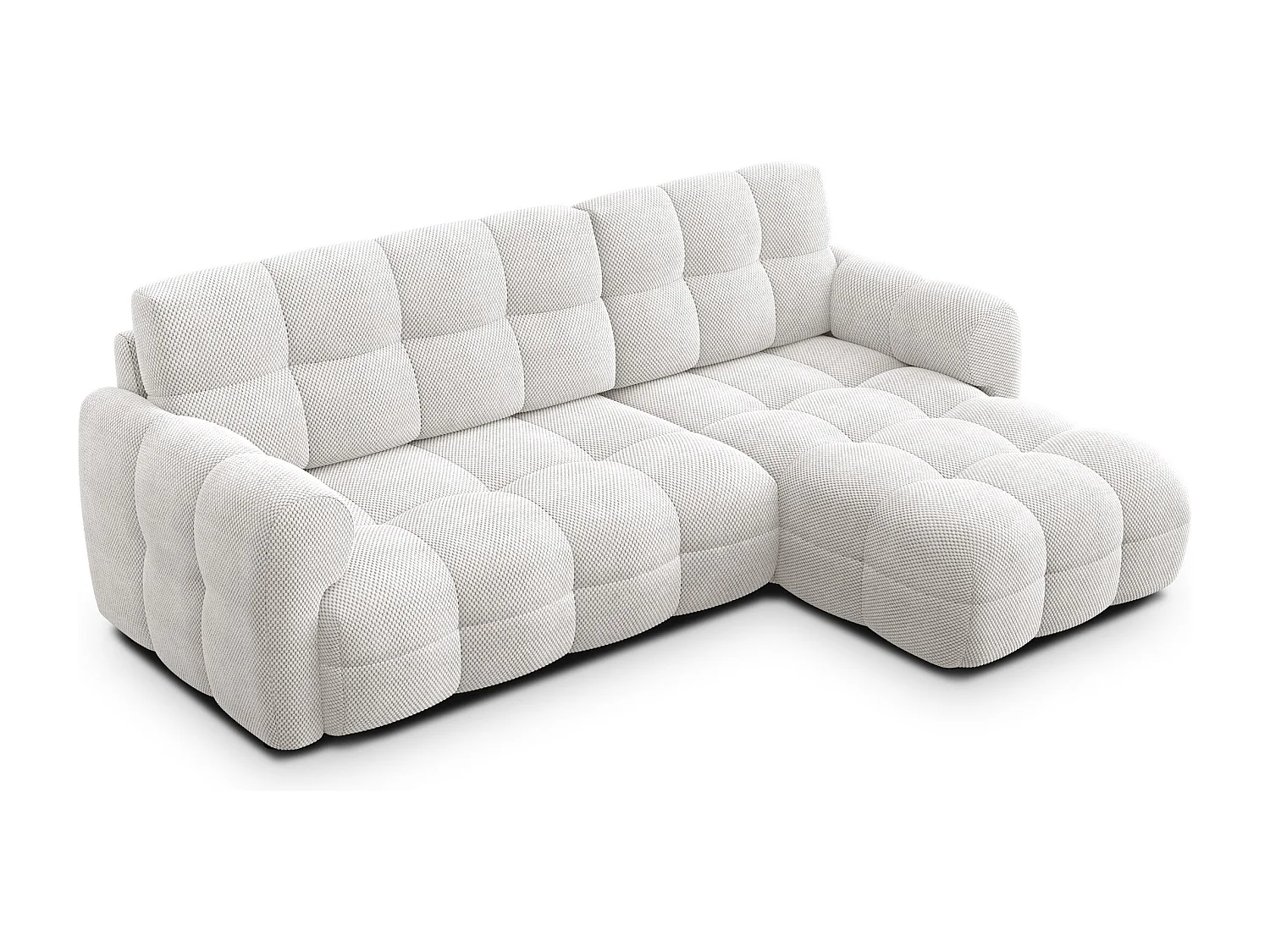 CANAPÉ D'ANGLE MELLOW 3 places, tissu crème