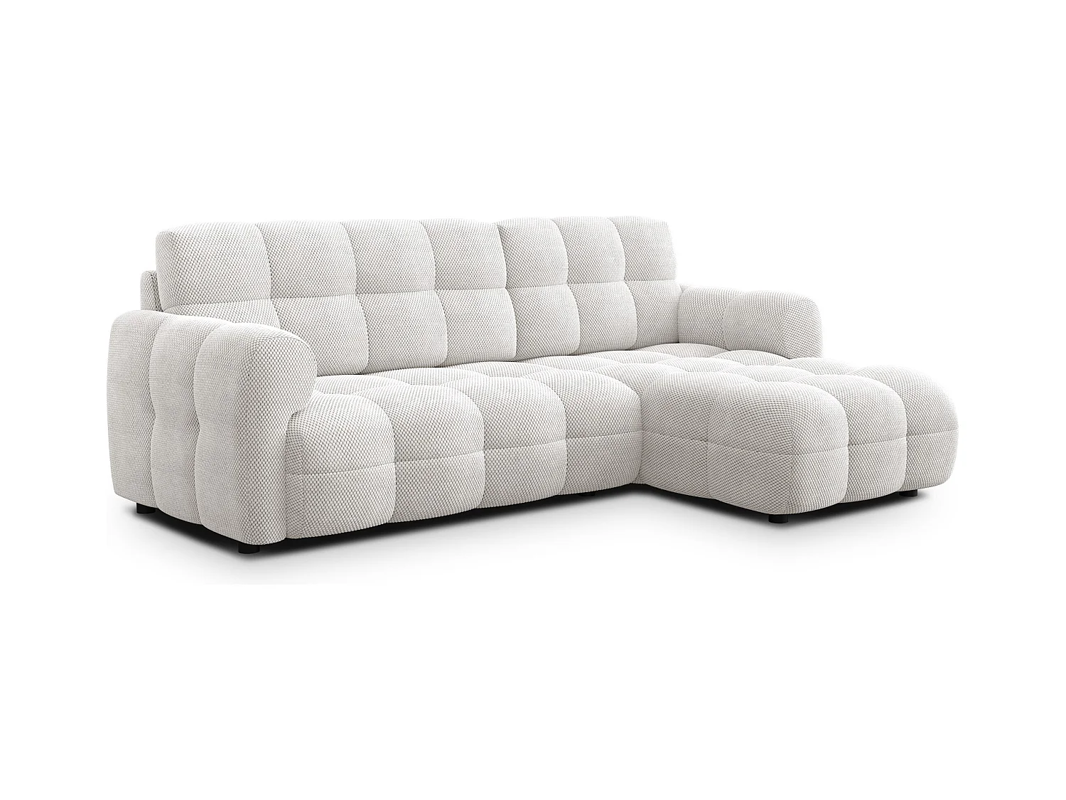 CANAPÉ D'ANGLE MELLOW 3 places, tissu crème
