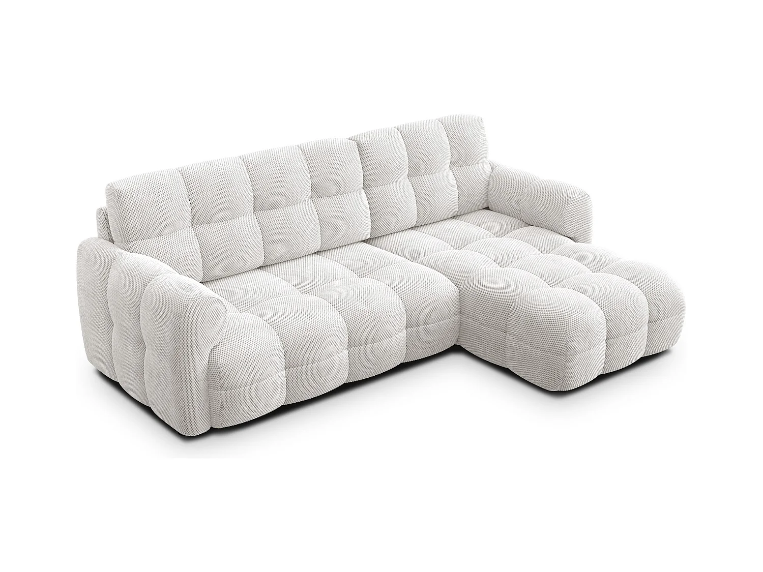 CANAPÉ D'ANGLE MELLOW 3 places, tissu crème