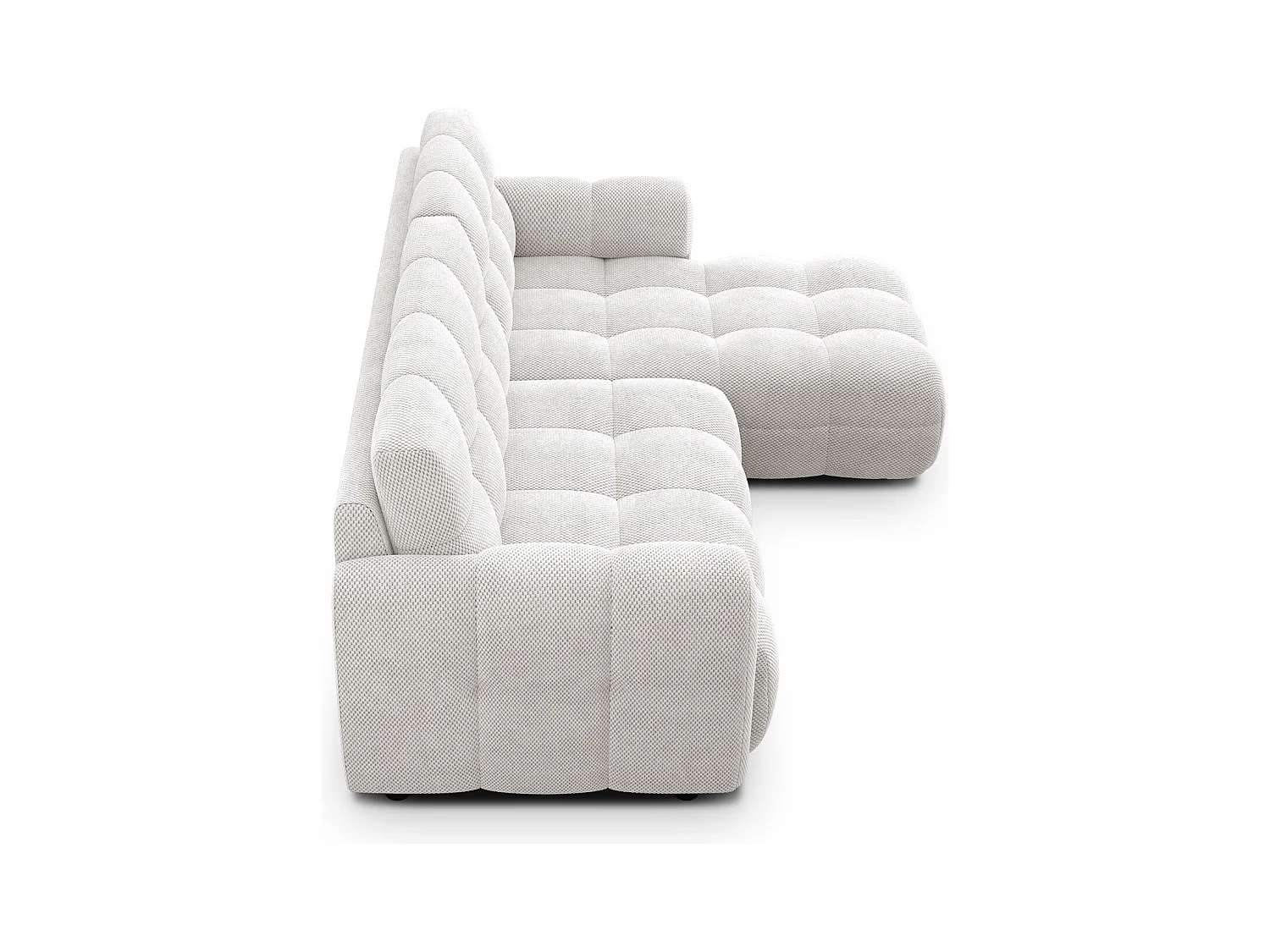 CANAPÉ D'ANGLE MELLOW 3 places, tissu crème