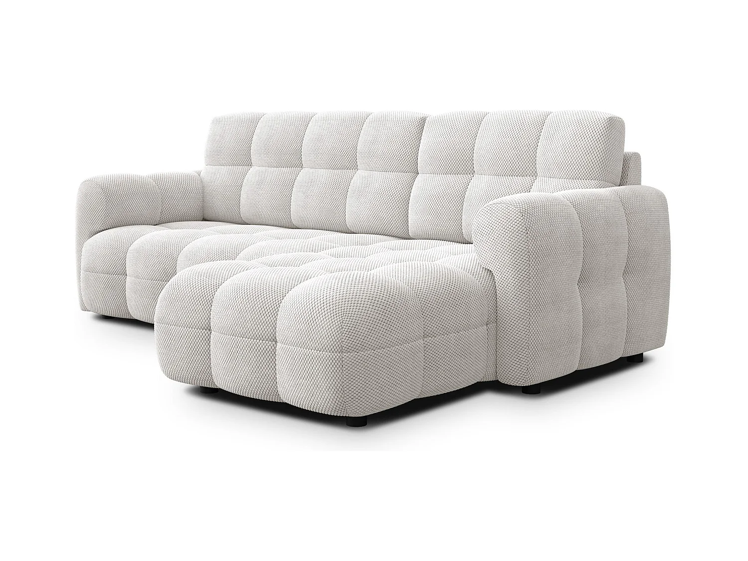CANAPÉ D'ANGLE MELLOW 3 places, tissu crème