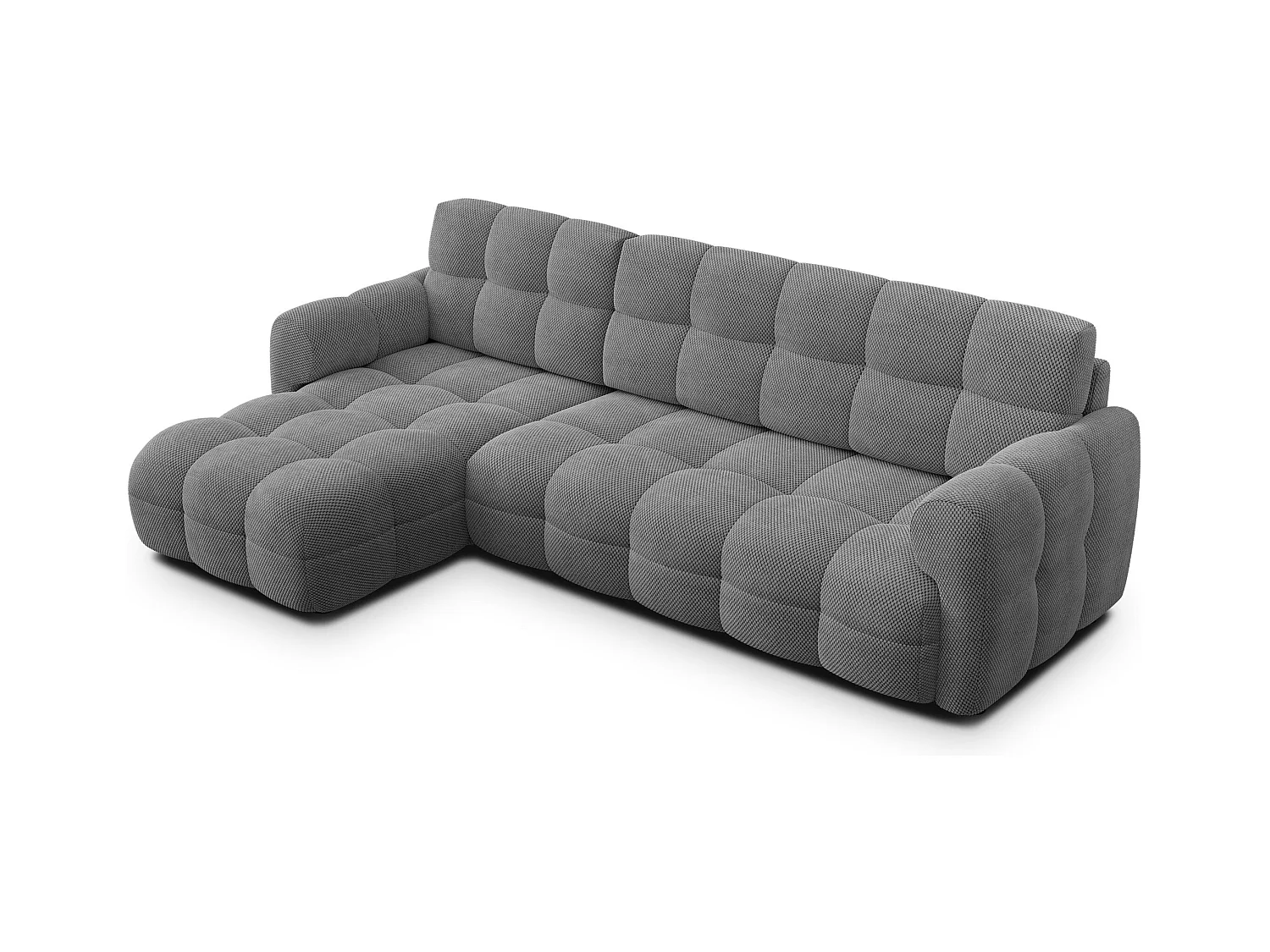 CANAPÉ D'ANGLE MELLOW 4 places, tissu gris