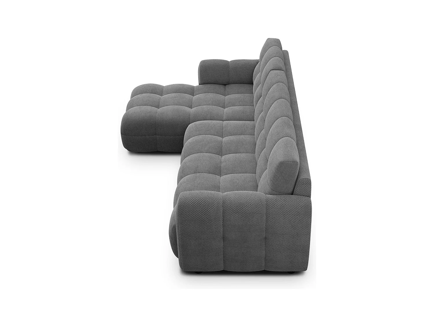 CANAPÉ D'ANGLE MELLOW 4 places, tissu gris