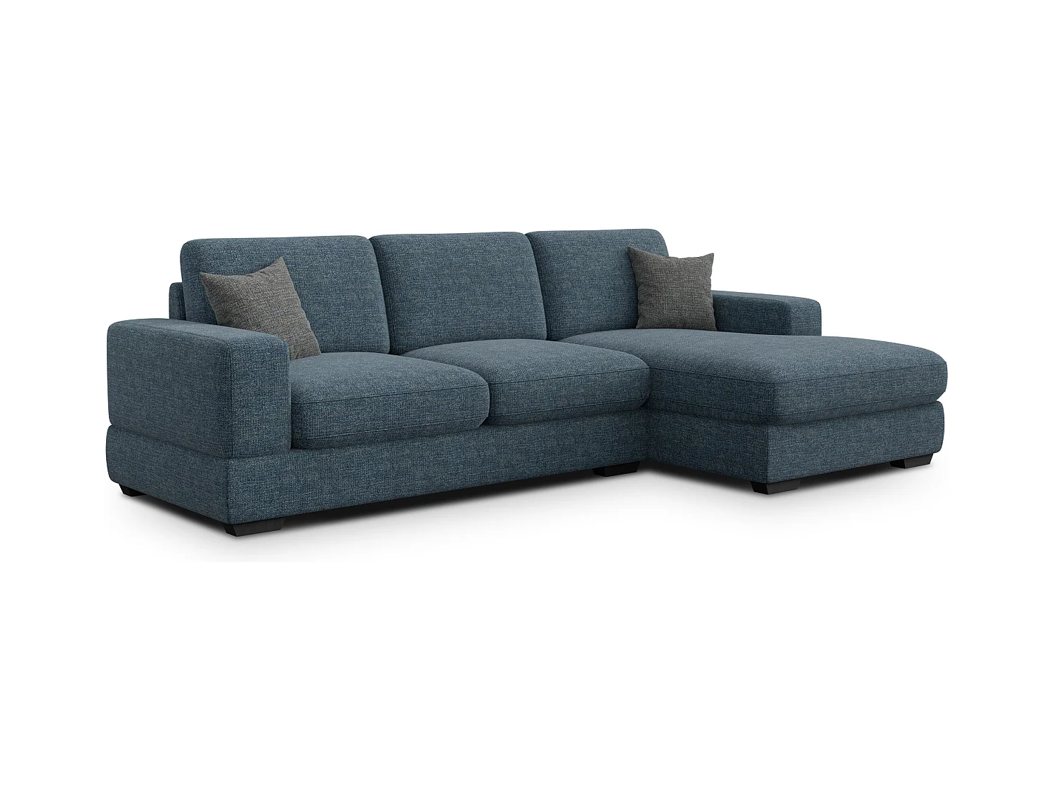 Canapé d'angle droit 4 places OTTO, tissu bleu marine