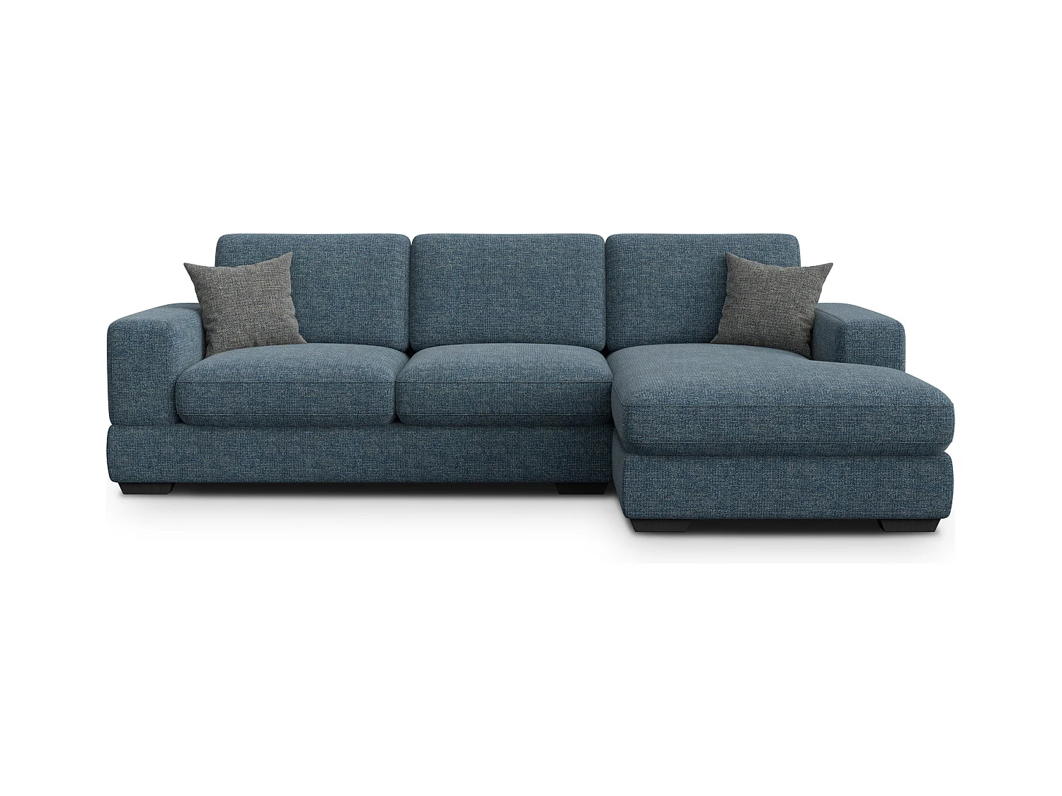 Canapé d'angle droit 4 places OTTO, tissu bleu marine