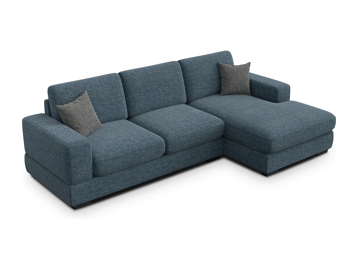 Canapé d'angle droit 4 places OTTO, tissu bleu marine