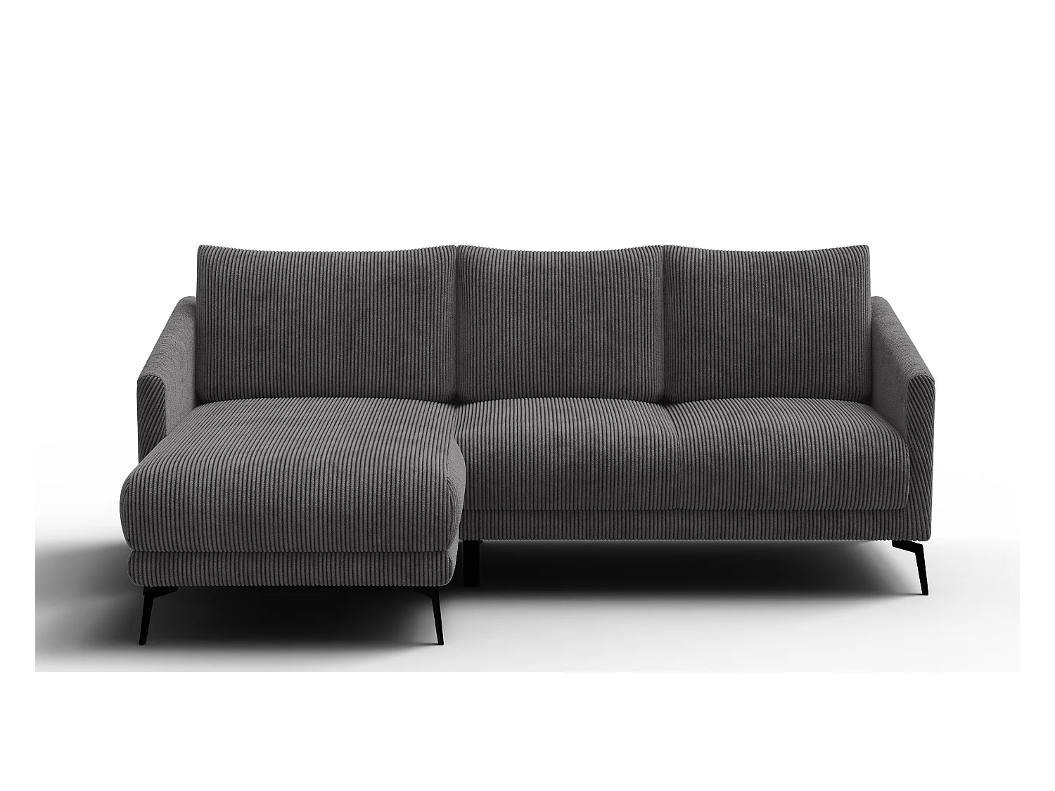 Canapé d'angle gauche 3 places VILT, tissu gris foncé