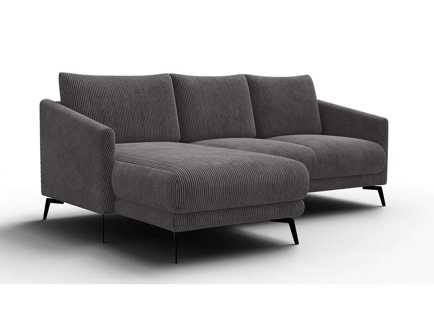 Canapé d'angle gauche 3 places VILT, tissu gris foncé