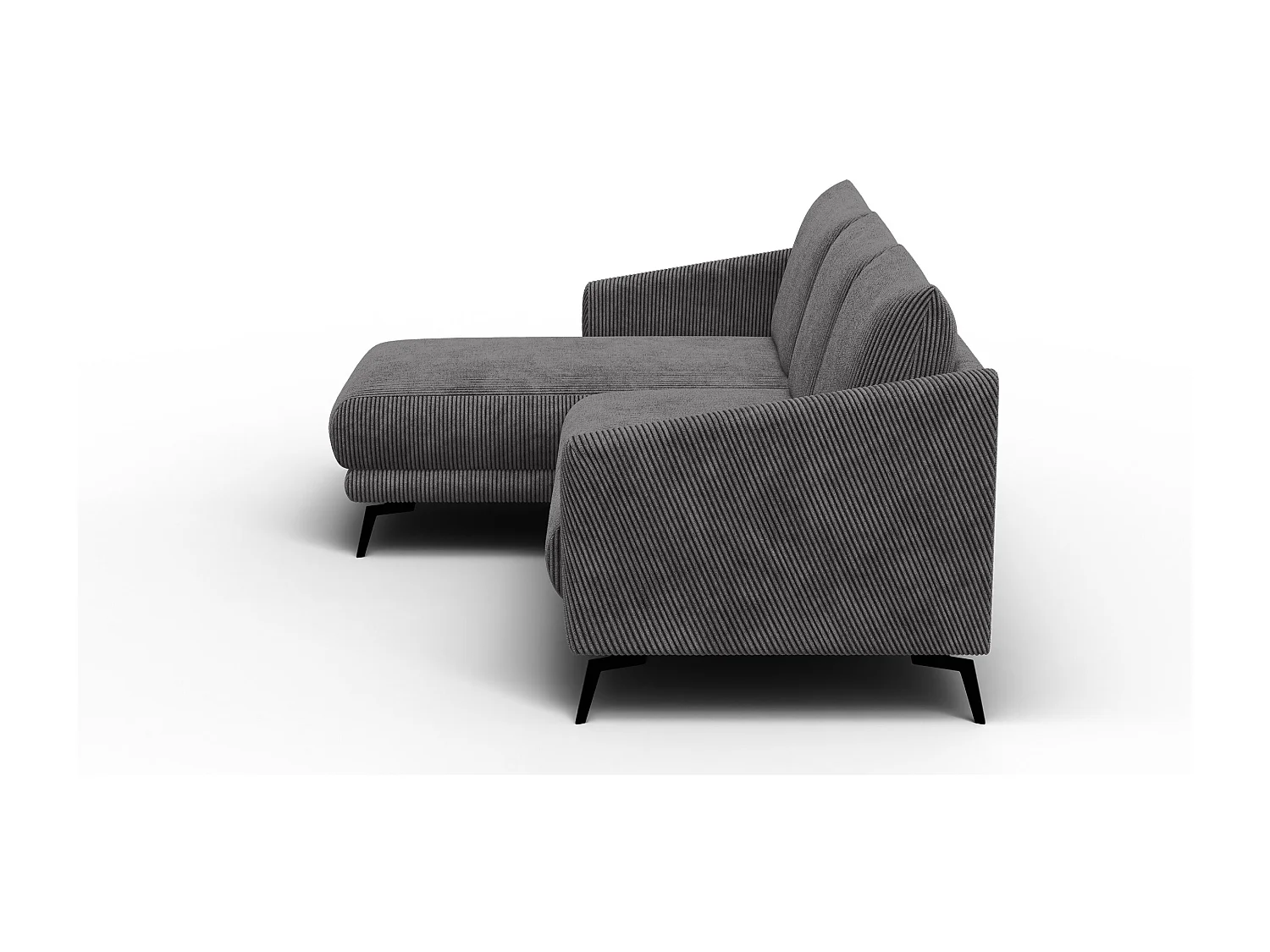 Canapé d'angle gauche 3 places VILT, tissu gris foncé