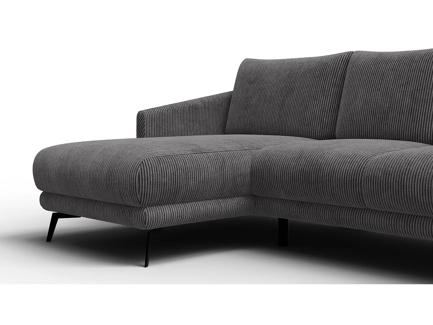 Canapé d'angle gauche 3 places VILT, tissu gris foncé