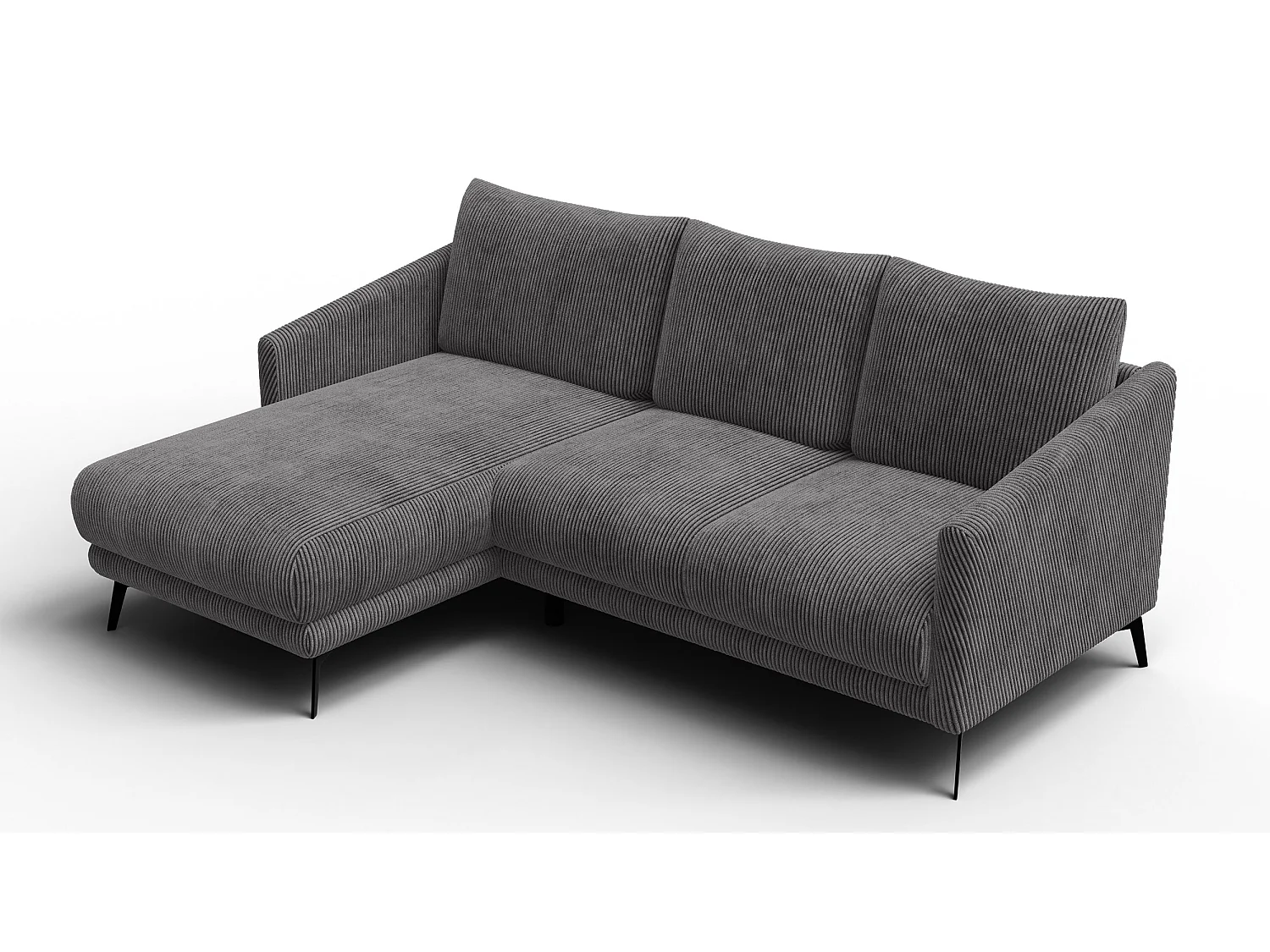 Canapé d'angle gauche 3 places VILT, tissu gris foncé