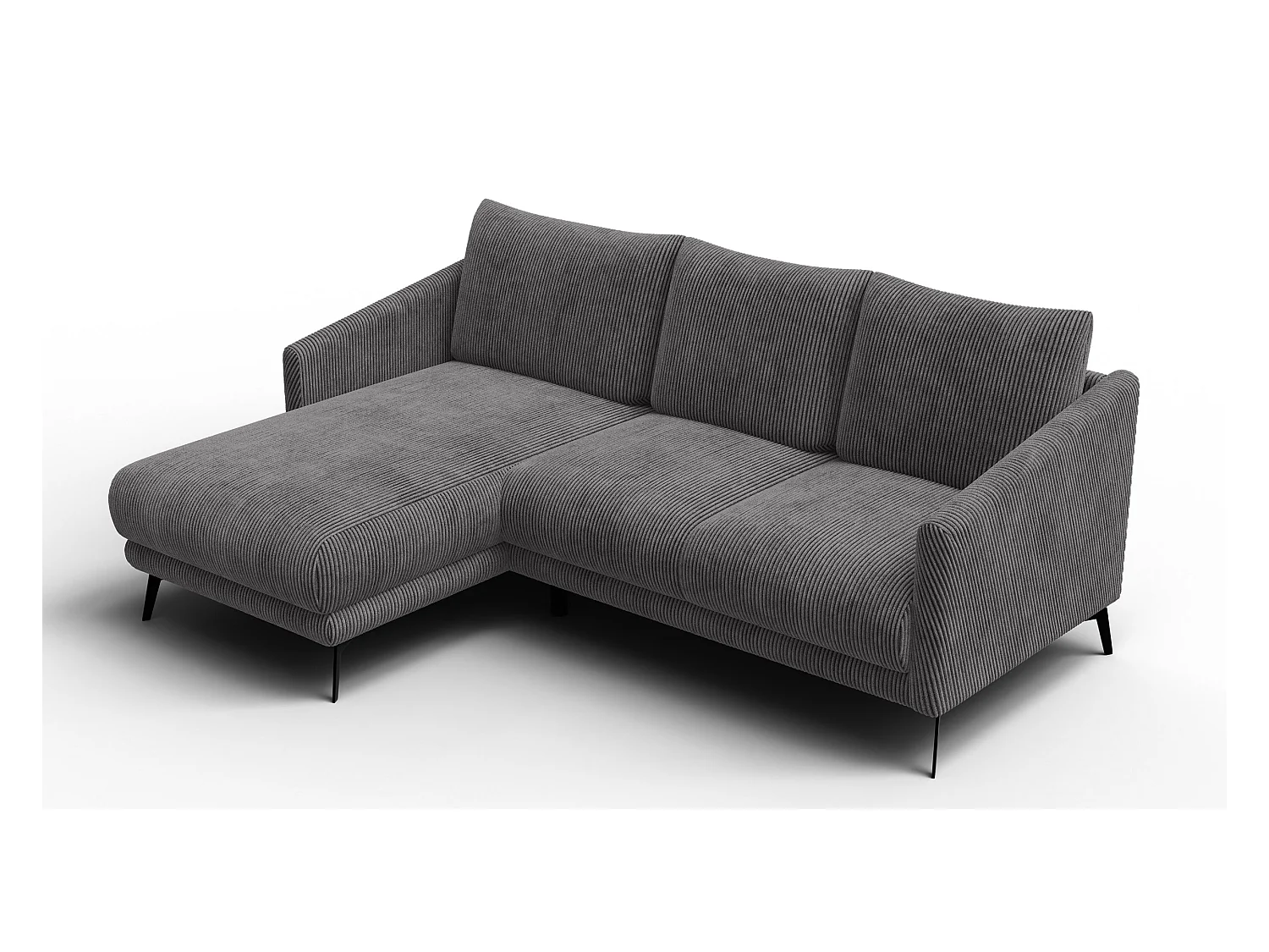 Canapé d'angle gauche 3 places VILT, tissu gris foncé