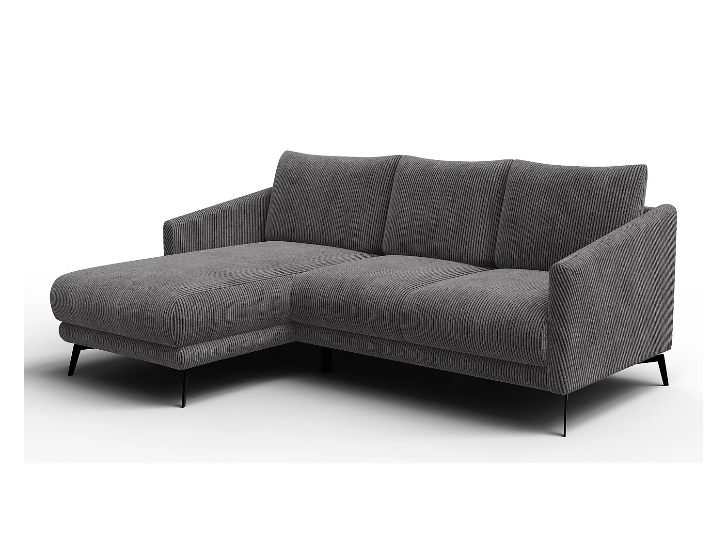 Canapé d'angle gauche 3 places VILT, tissu gris foncé