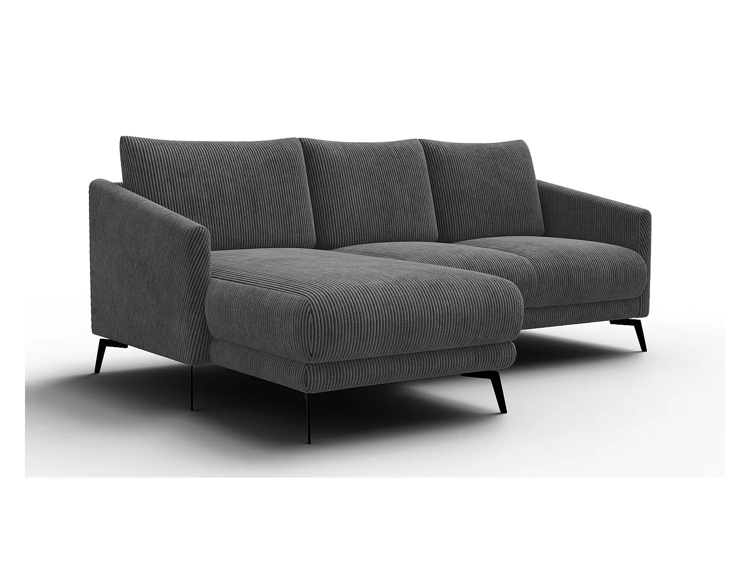 Canapé d'angle gauche 3 places VILT, tissu gris foncé