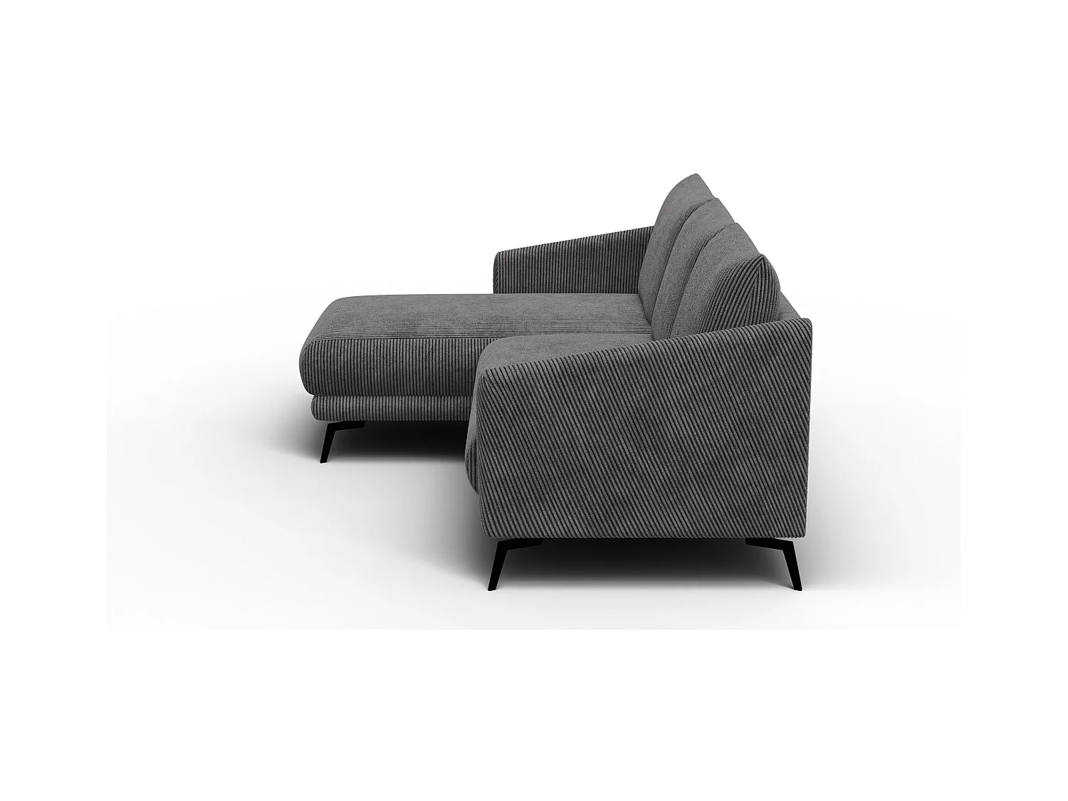 Canapé d'angle gauche 3 places VILT, tissu gris foncé