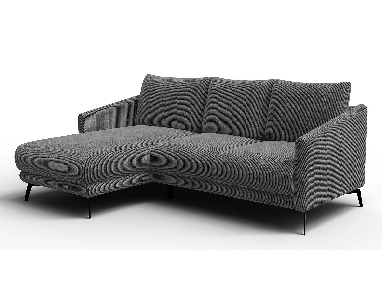 Canapé d'angle gauche 3 places VILT, tissu gris foncé