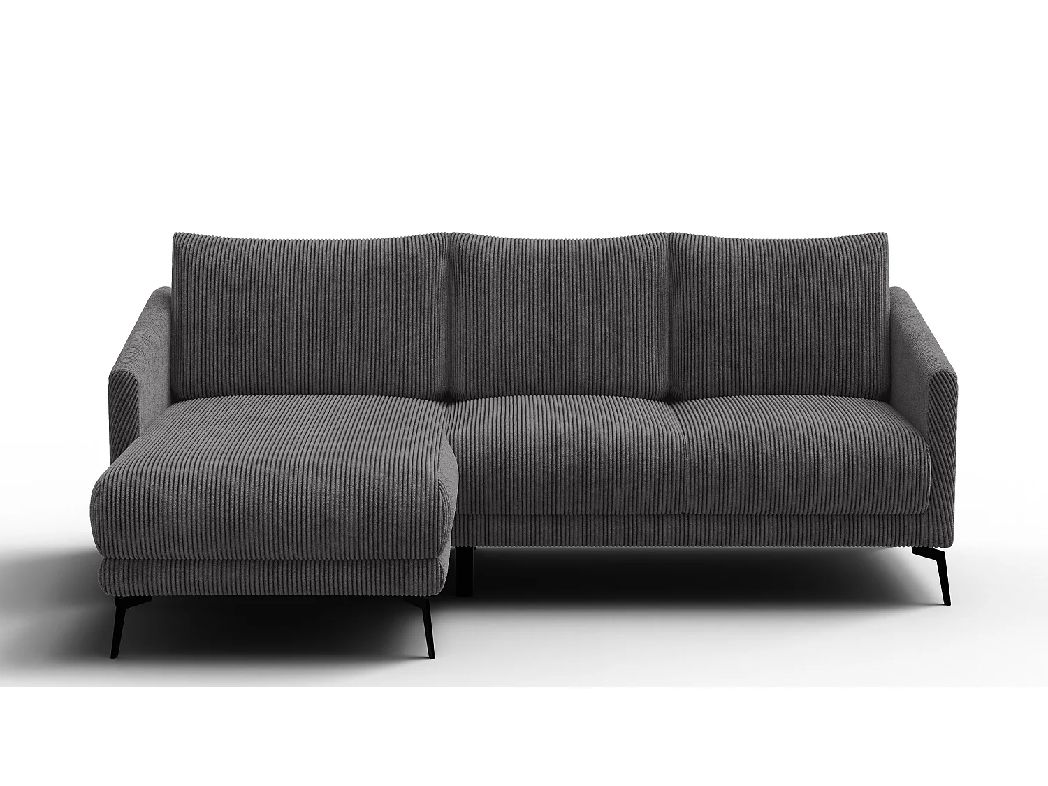 Canapé d'angle gauche 3 places VILT, tissu gris foncé