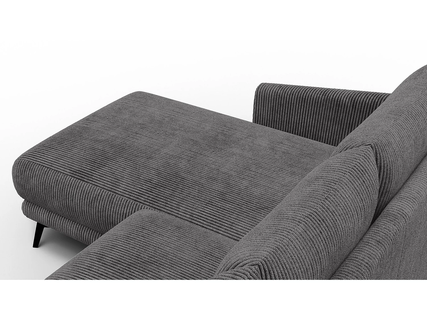 Canapé d'angle gauche 3 places VILT, tissu gris foncé