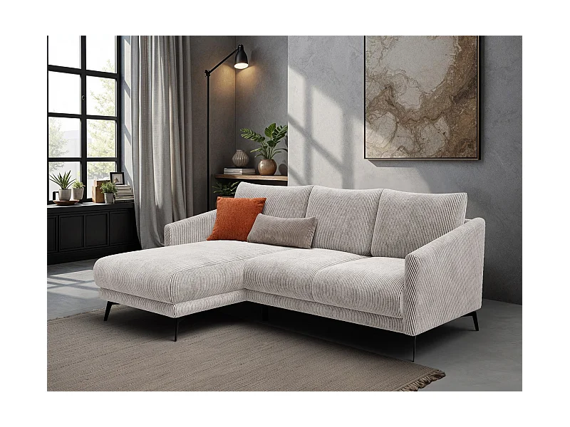 Canapé d'angle gauche 3 places VILT, tissu blanc