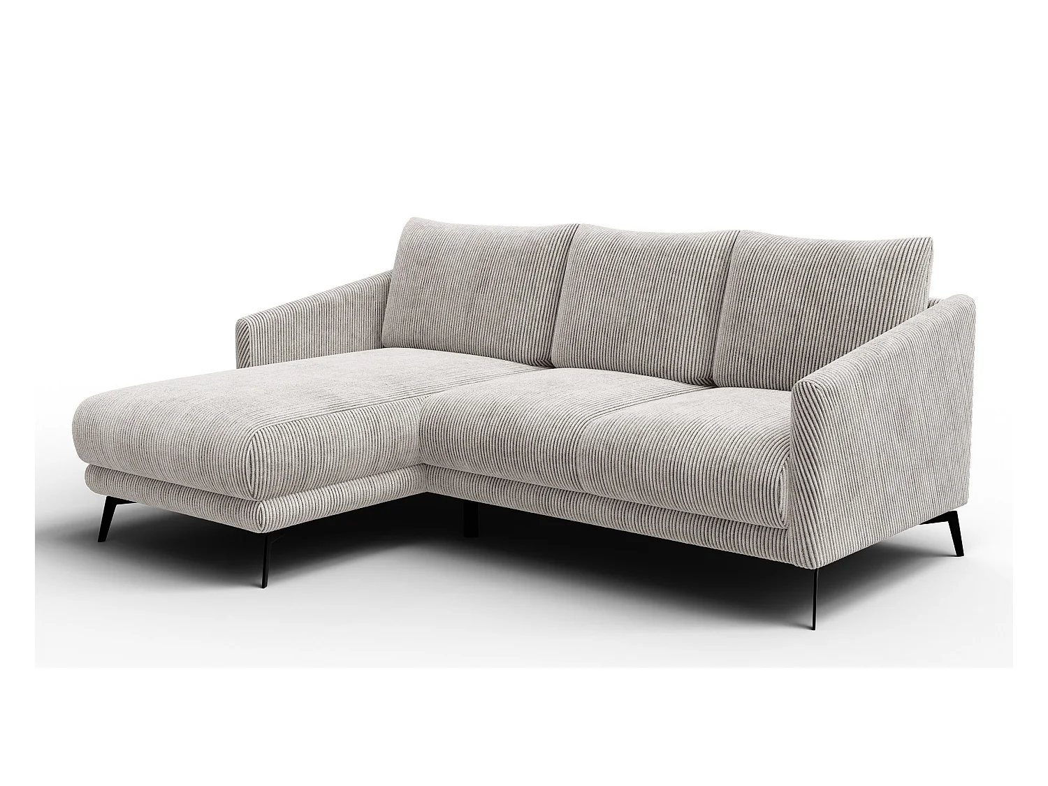 Canapé d'angle gauche 3 places VILT, tissu blanc