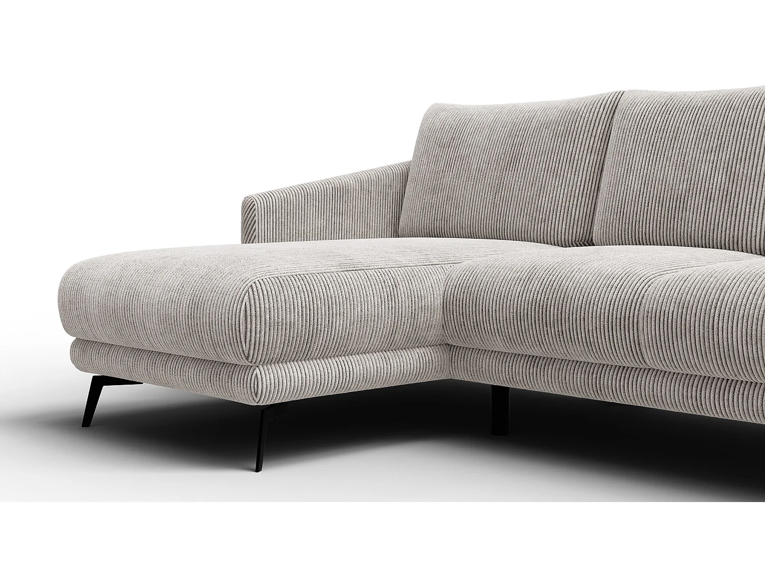 Canapé d'angle gauche 3 places VILT, tissu blanc