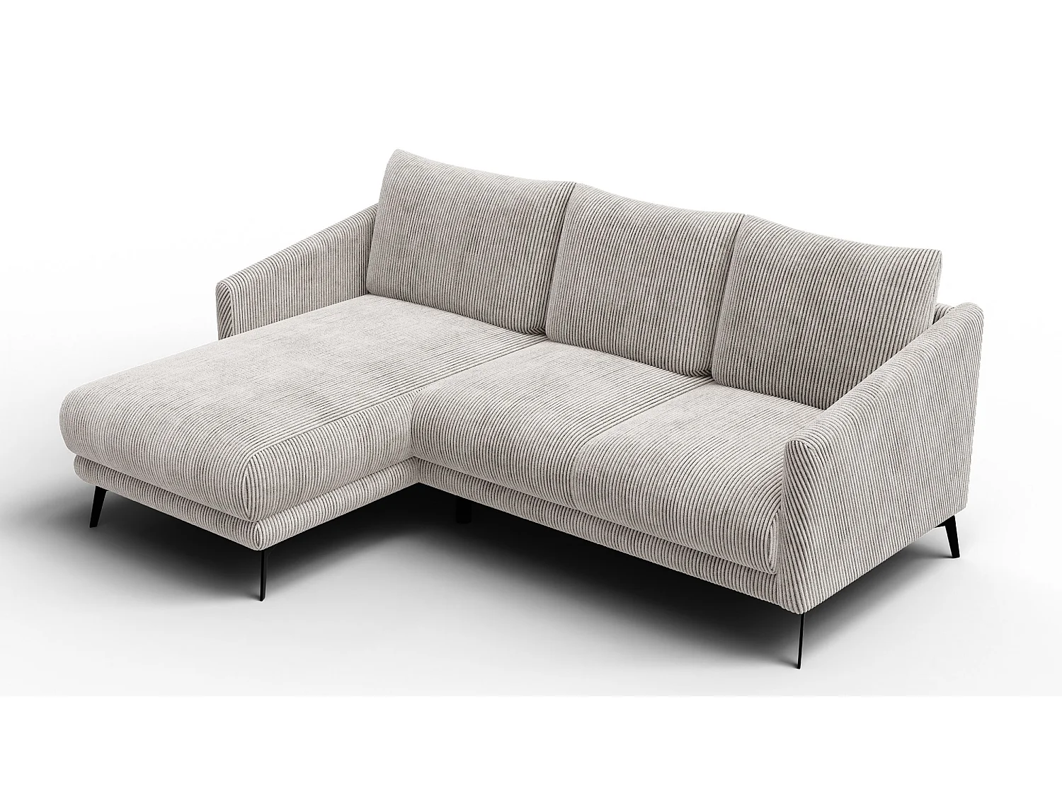 Canapé d'angle gauche 3 places VILT, tissu blanc