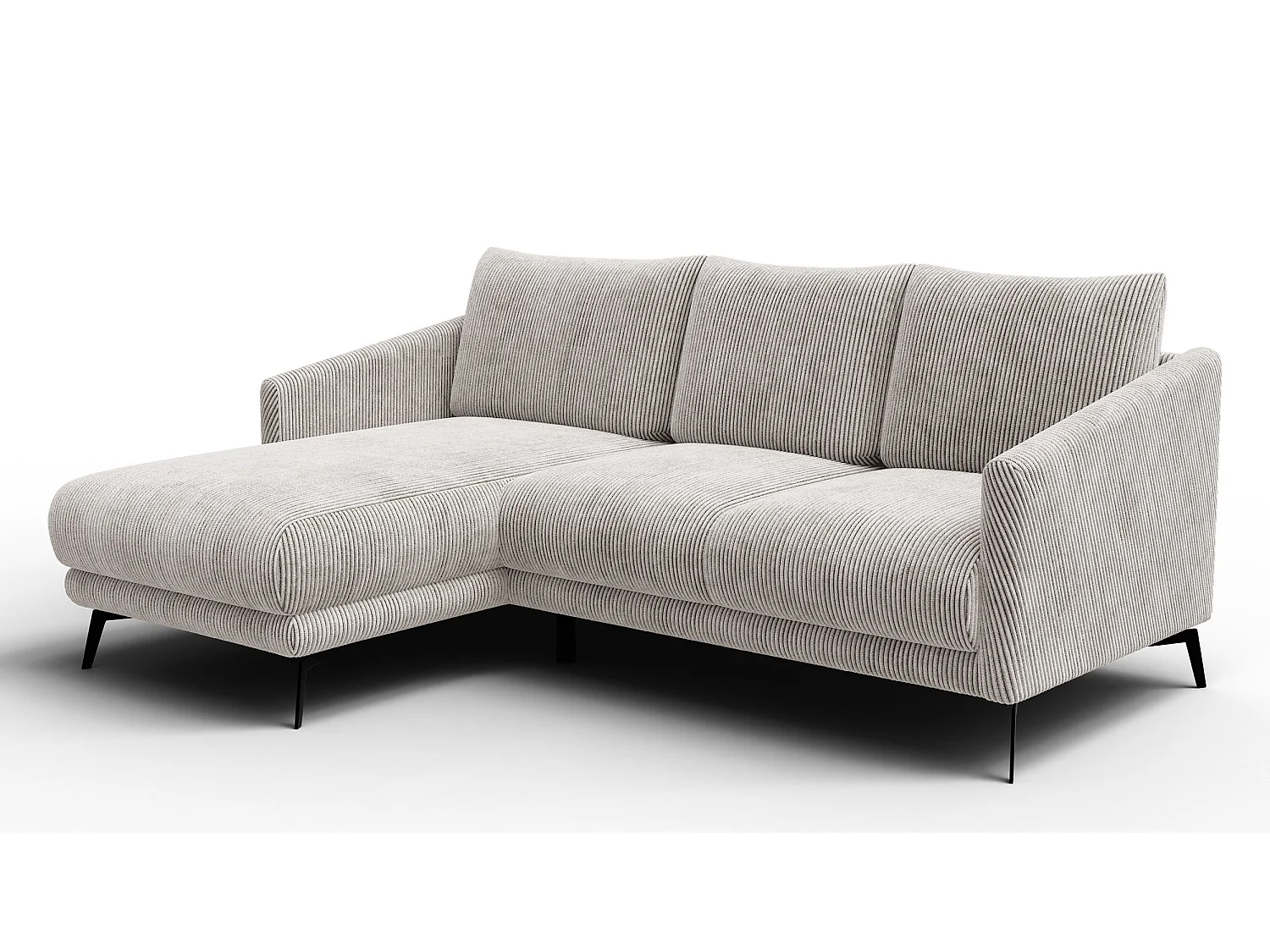 Canapé d'angle gauche 3 places VILT, tissu blanc