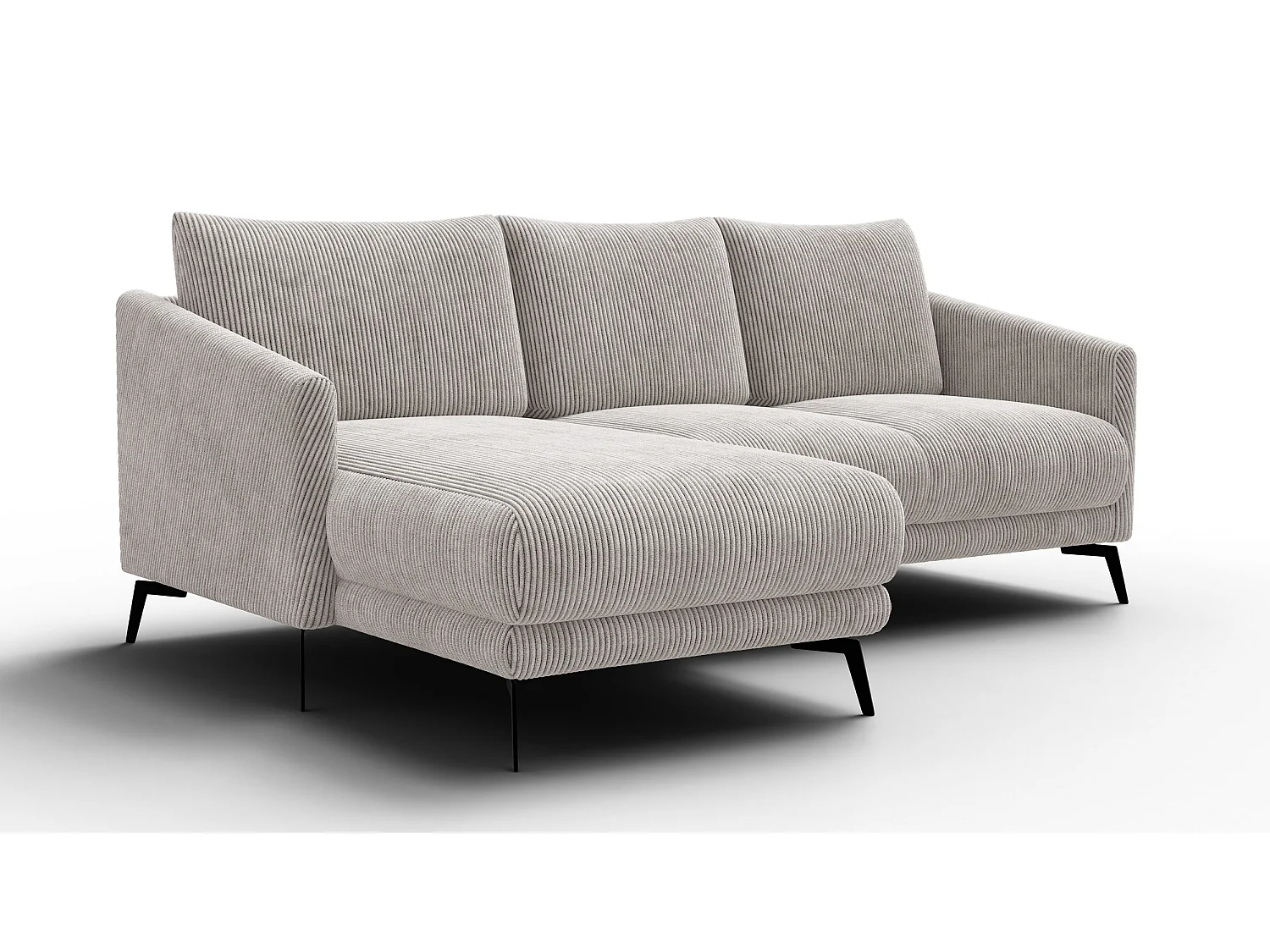 Canapé d'angle gauche 3 places VILT, tissu blanc