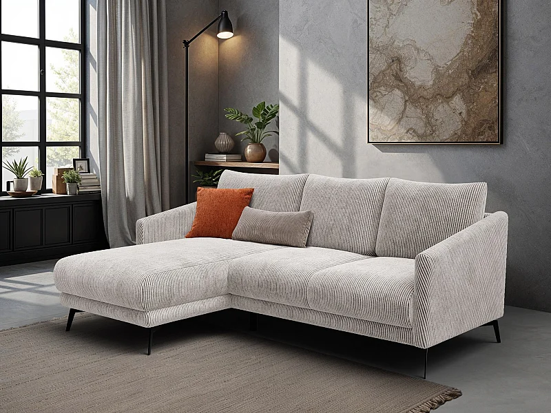 Ecksofa 3-Sitzer links VILT, perlweiß