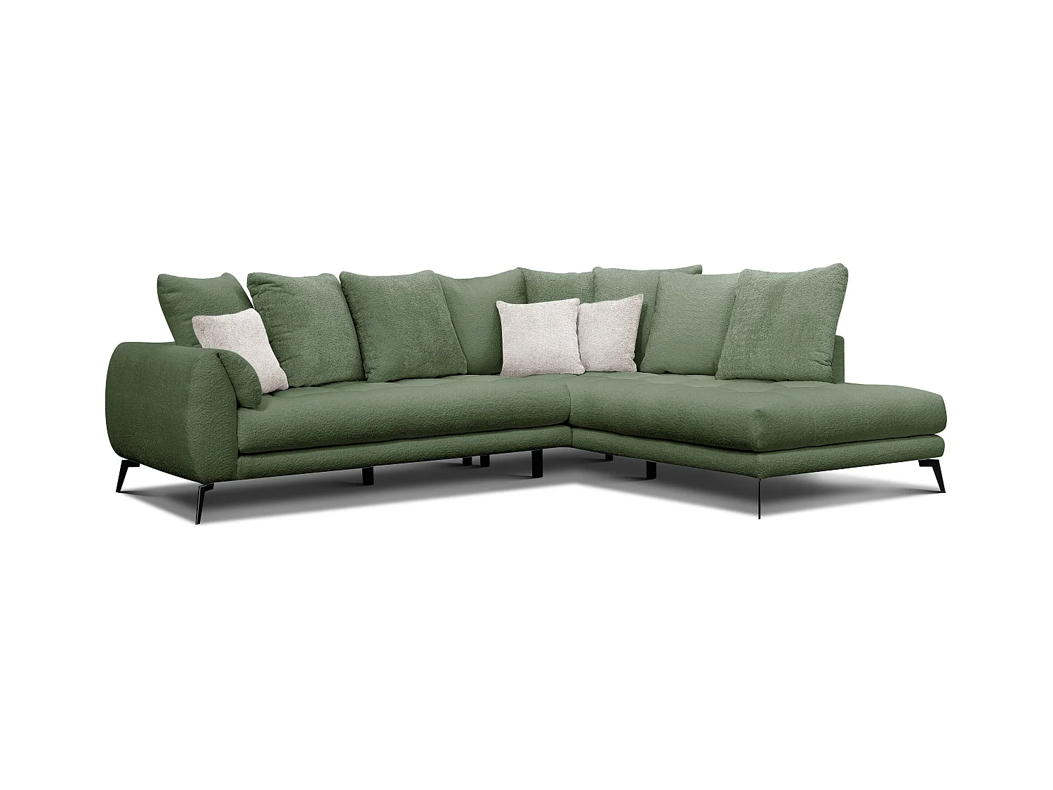 Canapé d'angle 5 places CALME, tissu olive