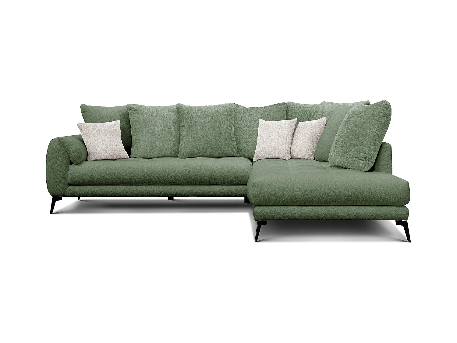 Canapé d'angle 5 places CALME, tissu olive